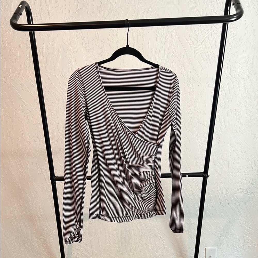 lululemon athletica Black and pink Striped Long Sleeve Top